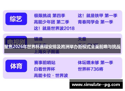 聚焦2026年世界杯赛程安排及跨洲举办新模式全面前瞻与挑战